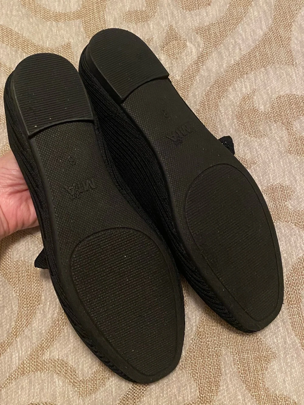 MIA Girl Black Knit Mary Jane Flats Buckle Strap Comfort Shoes Size 8